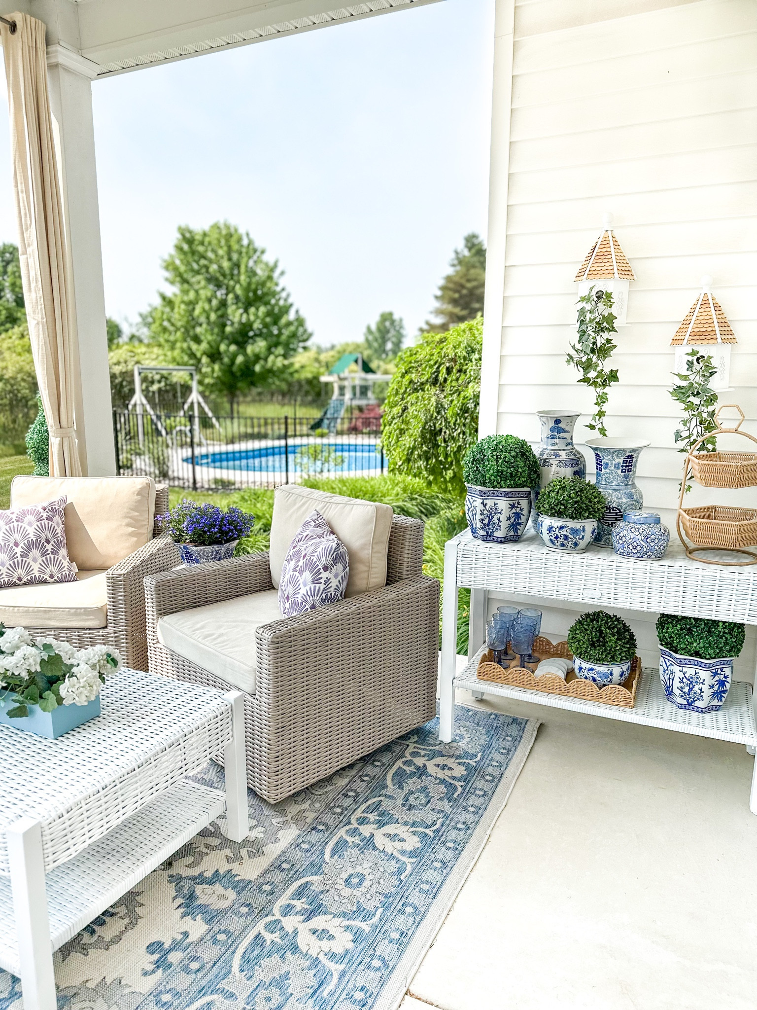 Shop my outdoor space and my furniture flip painting supplies!

Blue and white, chinoiserie, outdoor furniture, outdoor living, patio decor, outdoor decor, outdoor design, patio design, faux geraniums, topiary balls, scalloped tray, outdoor rug, tiered tray, outdoor planters 

#LTKhome #LTKSeasonal #LTKFind