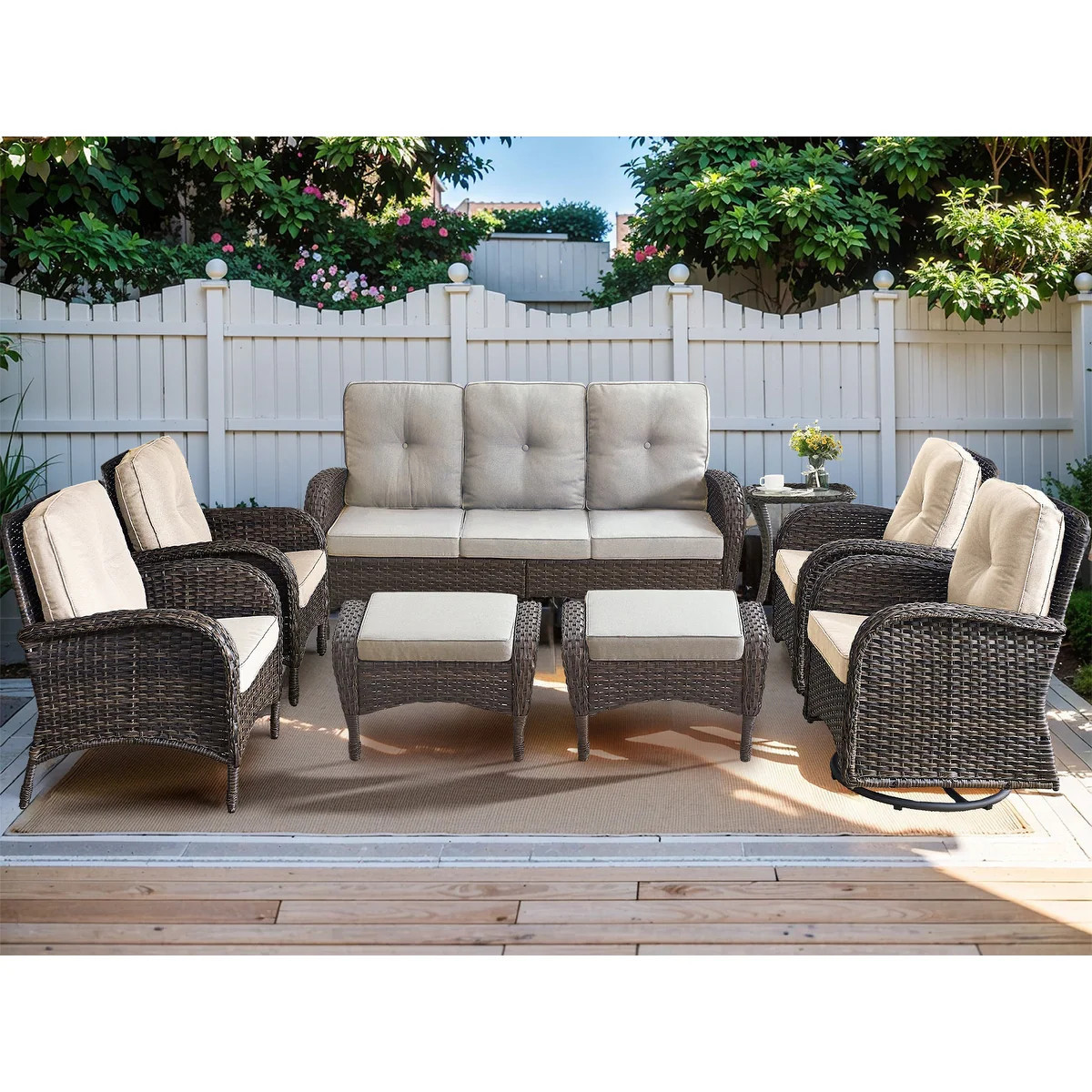 Patio Wicker Sofa Swivel Chair Set of 8 | Bed Bath & Beyond