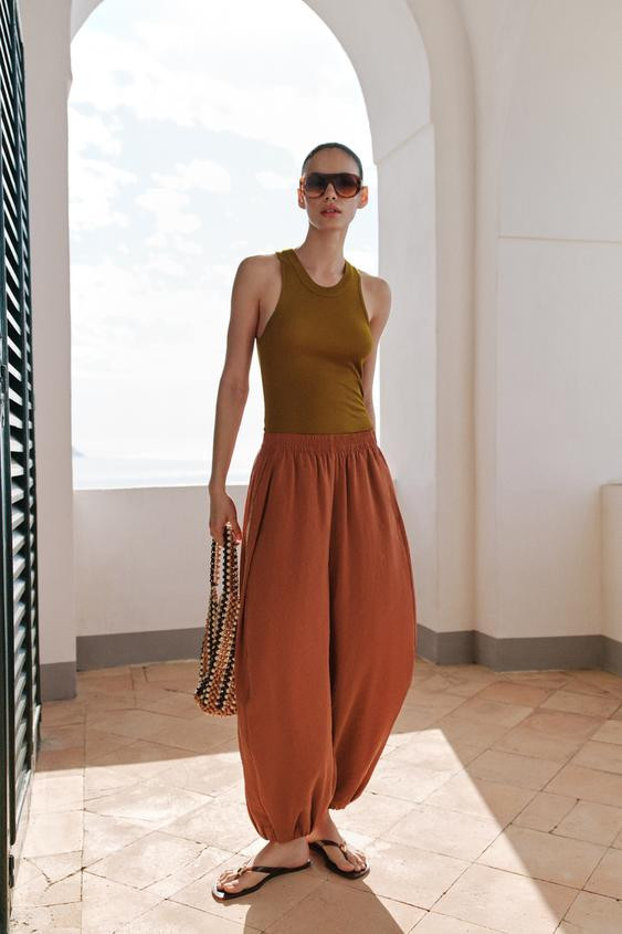 ELASTIC WAIST BALLOON PANTS | Zara US