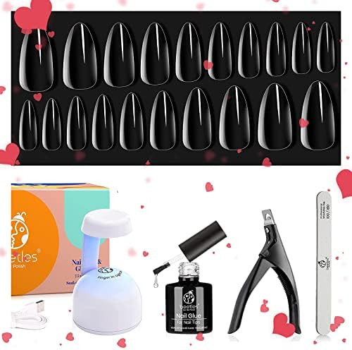 Beetles Gel Nail Kit Easy Nail Extension Set, 2 In 1 Nail Glue Gel Base Coat with Pre-shaped Medi... | Amazon (US)