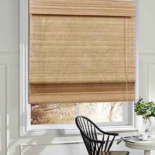 LANTIME Wood Window Roman Shades, Lined Blackout Bamboo Roman Shades Blinds, Easy Installation f... | Amazon (US)