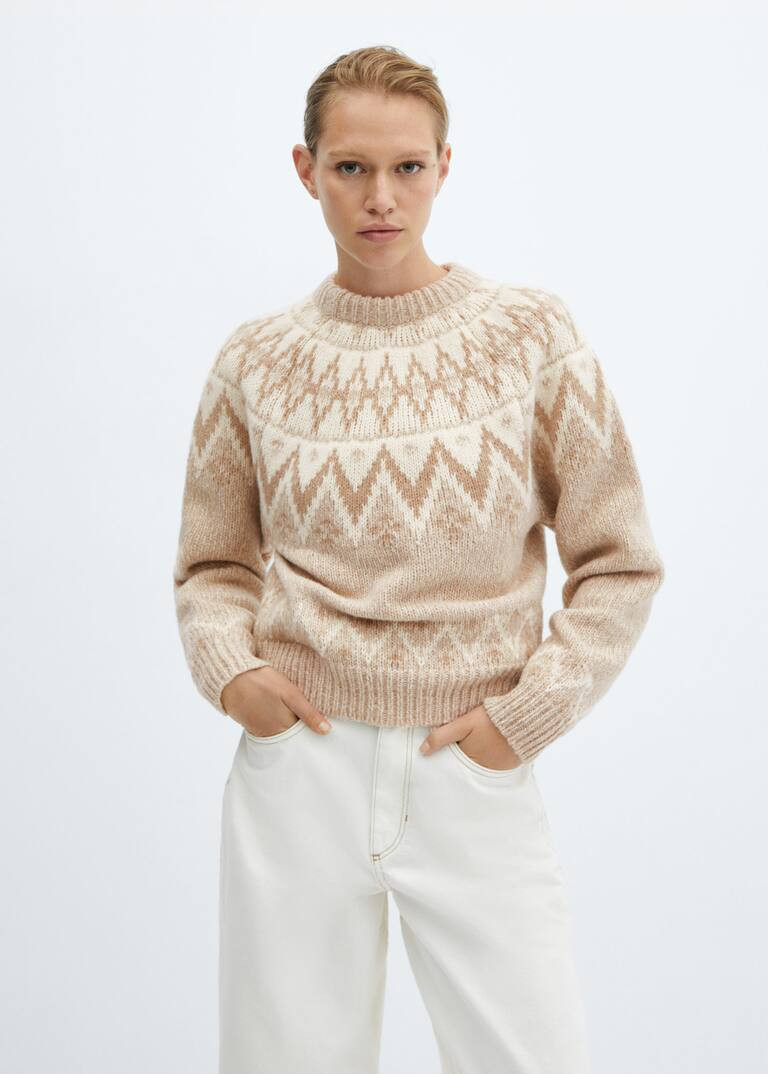 Crew neck sweater with trim | MANGO (UK)