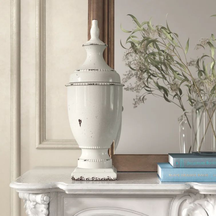 Anne Antique White Ceramic Jar | Wayfair North America