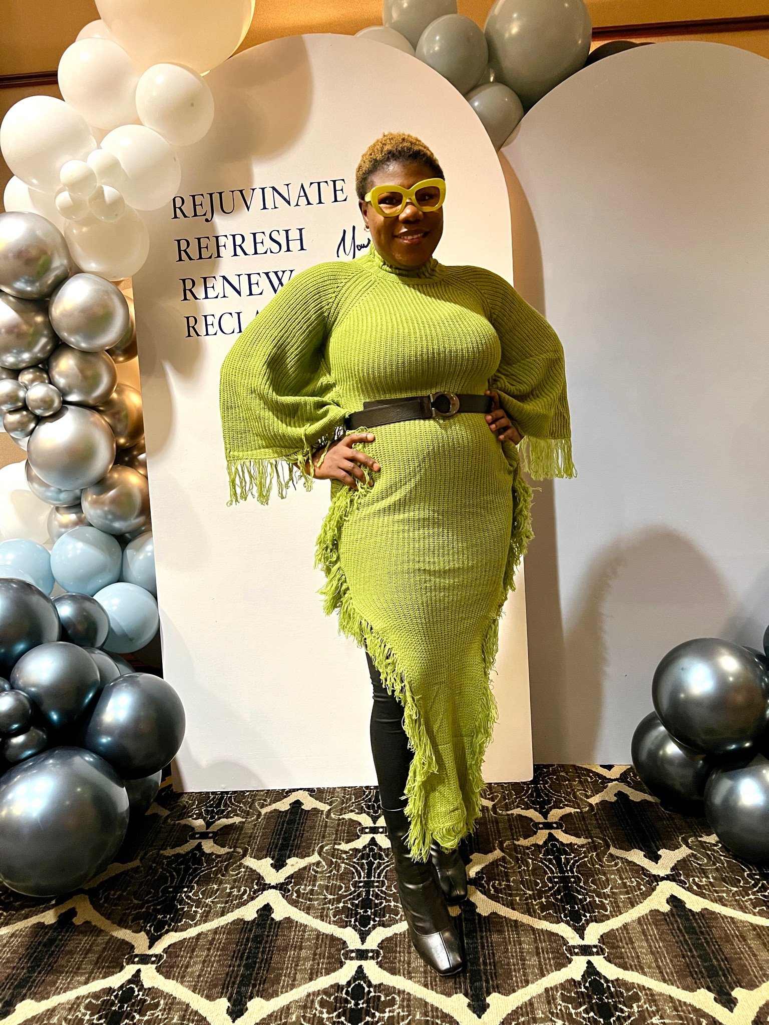Loving my chartreuse sweater dress with matching glasses 😍💚 

#LTKU #LTKFindsUnder50 #LTKSeasonal