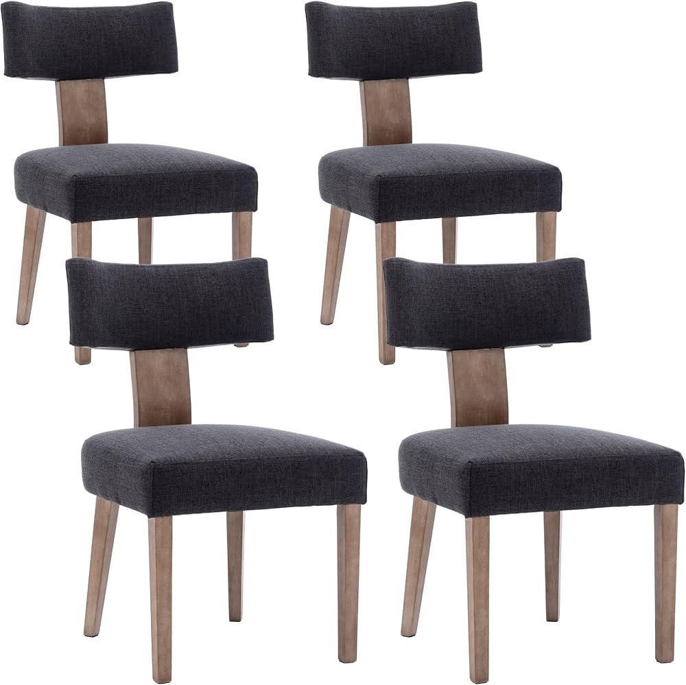 Modern Dining Chairs Set of 4, Comfy Upholstered Side Chairs with Wood Legs, Linen Fabric Dining ... | Amazon (US)
