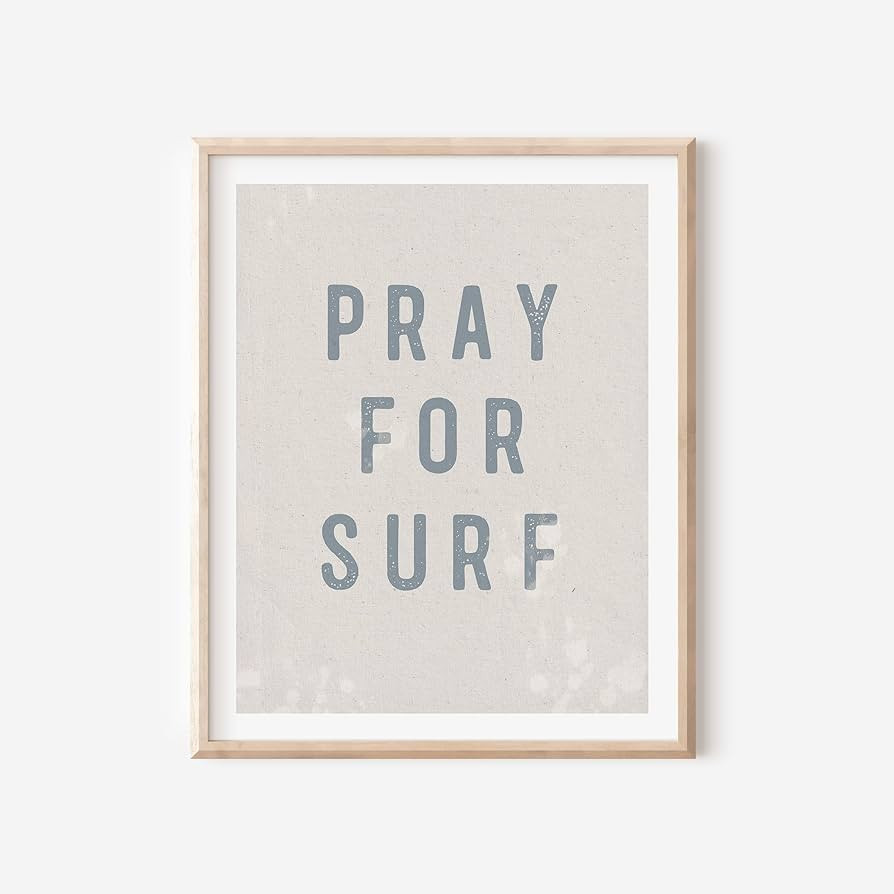 Pray For Surf Wall Art Prints Boho Beach Theme Home Decor | Inspirational Quotes for Beach House ... | Amazon (US)