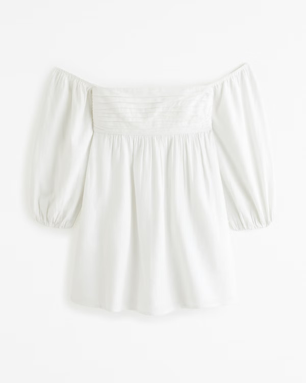 Emerson Linen-Blend Off-The-Shoulder Mini Dress | Abercrombie & Fitch (US)