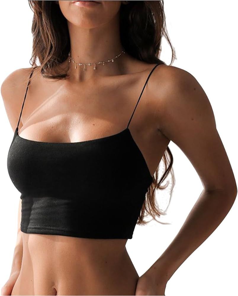 Women's Crop Top Cami Camisole Summer Women Sexy Slim Sleeveless Backless Spaghetti Strap Tank To... | Amazon (US)