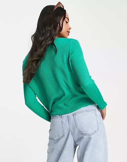 Topshop knitted snap front cardigan in bright green | ASOS (Global)