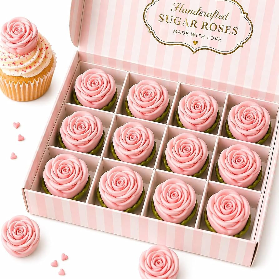 Confect Edible Rose Topper -Edible Blush Pink Rose Cupcake Toppers for Cake & Doughnut Decoration... | Amazon (US)