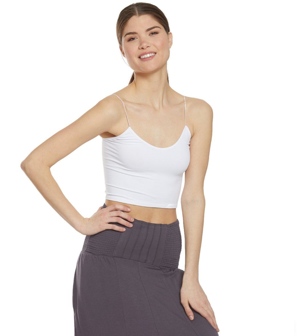 Free People Seamless Skinny Strap Crop Top - White - M/L | SwimOutlet.com