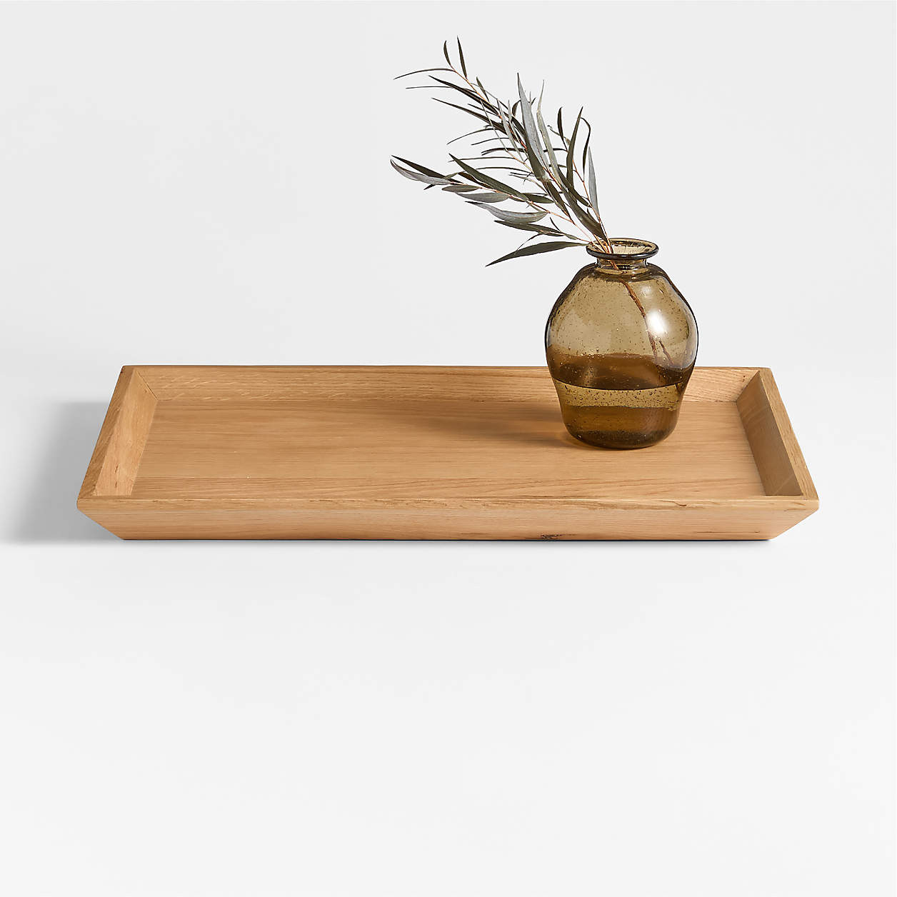 Memento Medium Natural Oak Wood Tray + Reviews | Crate & Barrel | Crate & Barrel