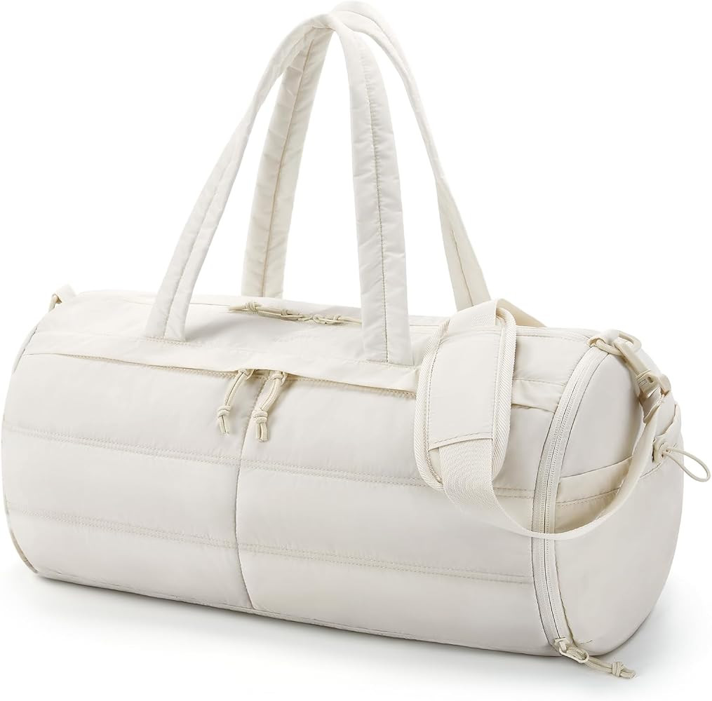 BAGSMART Puffer Samll Gym Bag for Women, Lightweight Duffel Bag with Shoe Compartment, Weekender ... | Amazon (US)