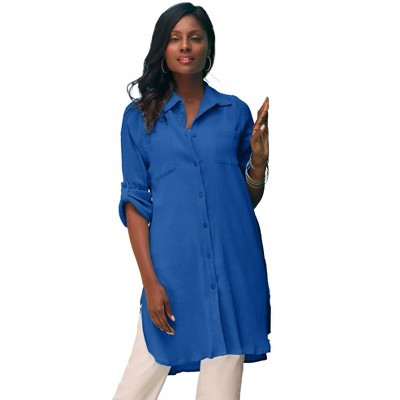 Jessica London Gauze Mega Tunic - 24 W, Dark Sapphire | Target