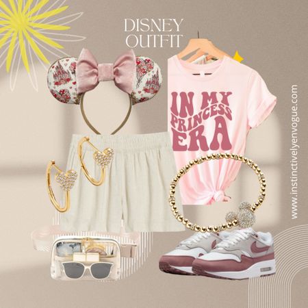 Disney world outfit 
In my princess era vacation outfit 
Clear belt bag 
Baublebar 
Mouse ears 
Comfy shorts 
Mouse ears 
Nike sneakers 
Air max 

#LTKstyletip #LTKshoecrush #LTKtravel