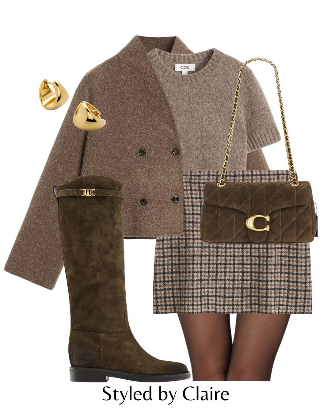 CHECKED SKIRTS🙋🏽‍♀️
Tags: massimo dutti wool blend jacket alpaca knit cos tshirt beige mole melange merino mini falls riding knee high suede boots coach bag fashion autumn winter inspo khaki brown outfit ideas chic women’s style city break statement capsule wardrobe 

#LTKshoes #LTKautumn #LTKstyletip