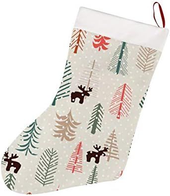 Ruduwu Xmas Stockings Decorations Christmas Holiday Seamless Pattern Reindeer Trees Christmas Sto... | Amazon (US)