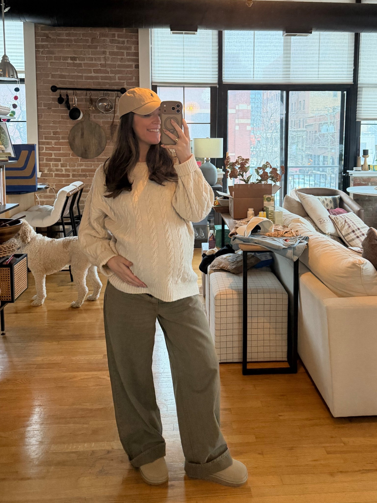 Comfy, oversized look for the last weeks of pregnancy! I sized up 4 in the low rise Abercrombie jeans (not maternity) and am in a size small in the sweater 

#LTKBump