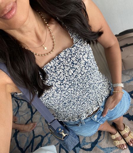 Vacation top. Spring outfit. Summer outfit. Currently on sale for under $14 with code THANKS. True to size. 
Cruise vacation.
Denim shorts. 
Slide sandals. 
Denim bag. Denim handbag. 
Code HINTOFGLAM to save on jewelry  

Follow my shop @ahintofglameveryday on the @shop.LTK app to shop this post and get my exclusive app-only content!

#liketkit 
@shop.ltk
https://liketk.it/4C4aH

Follow my shop @ahintofglameveryday on the @shop.LTK app to shop this post and get my exclusive app-only content!

#liketkit 
@shop.ltk
https://liketk.it/4C7L1 

#LTKshoecrush #LTKfindsunder50 #LTKsalealert #LTKover40