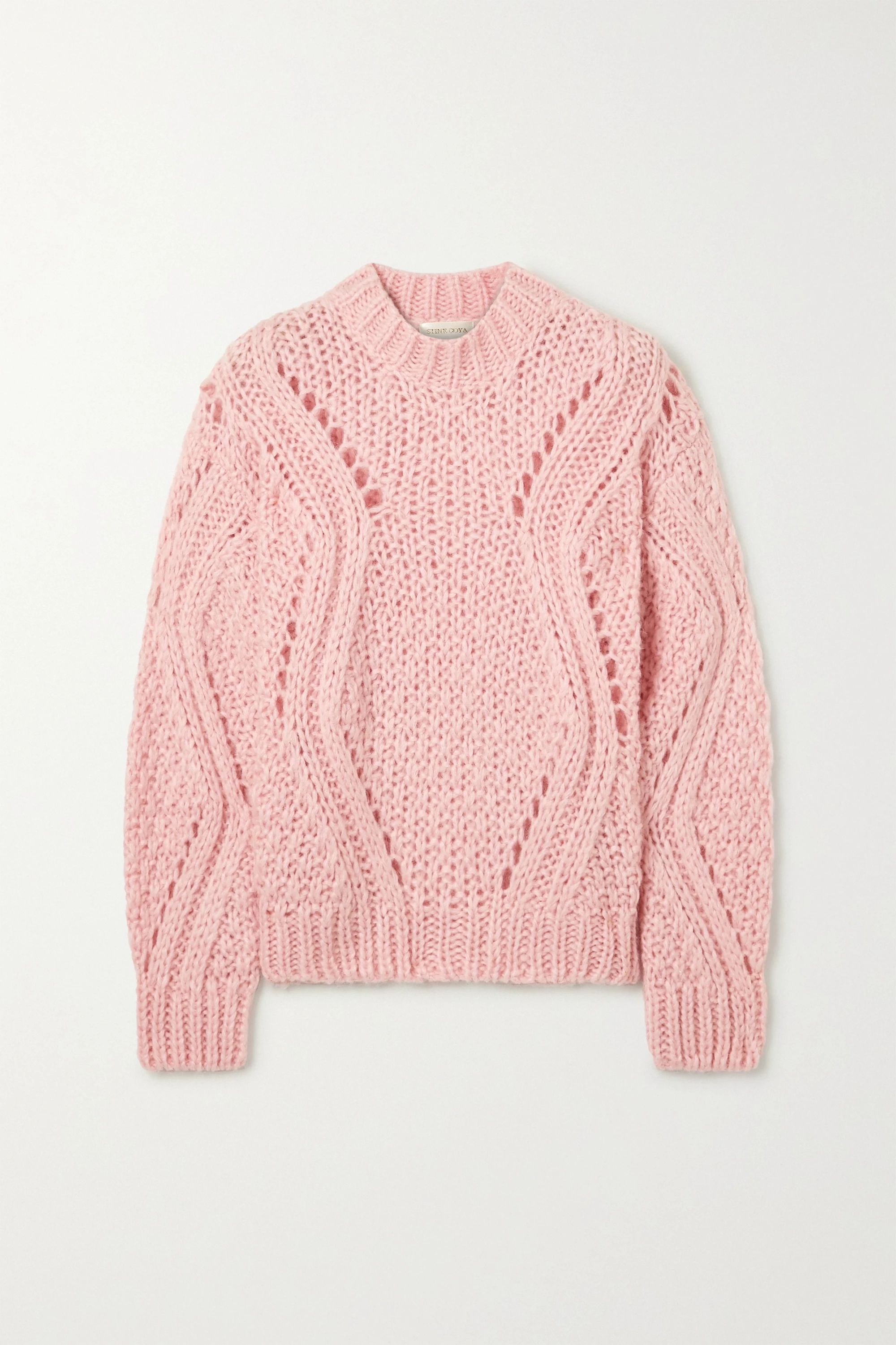 Baby pink Alex cable-knit sweater | Stine Goya | NET-A-PORTER | NET-A-PORTER (US)