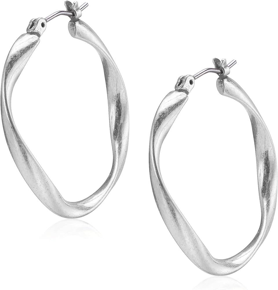 Lucky Brand Twist Hoop Earrings, Silver, One Size | Amazon (US)