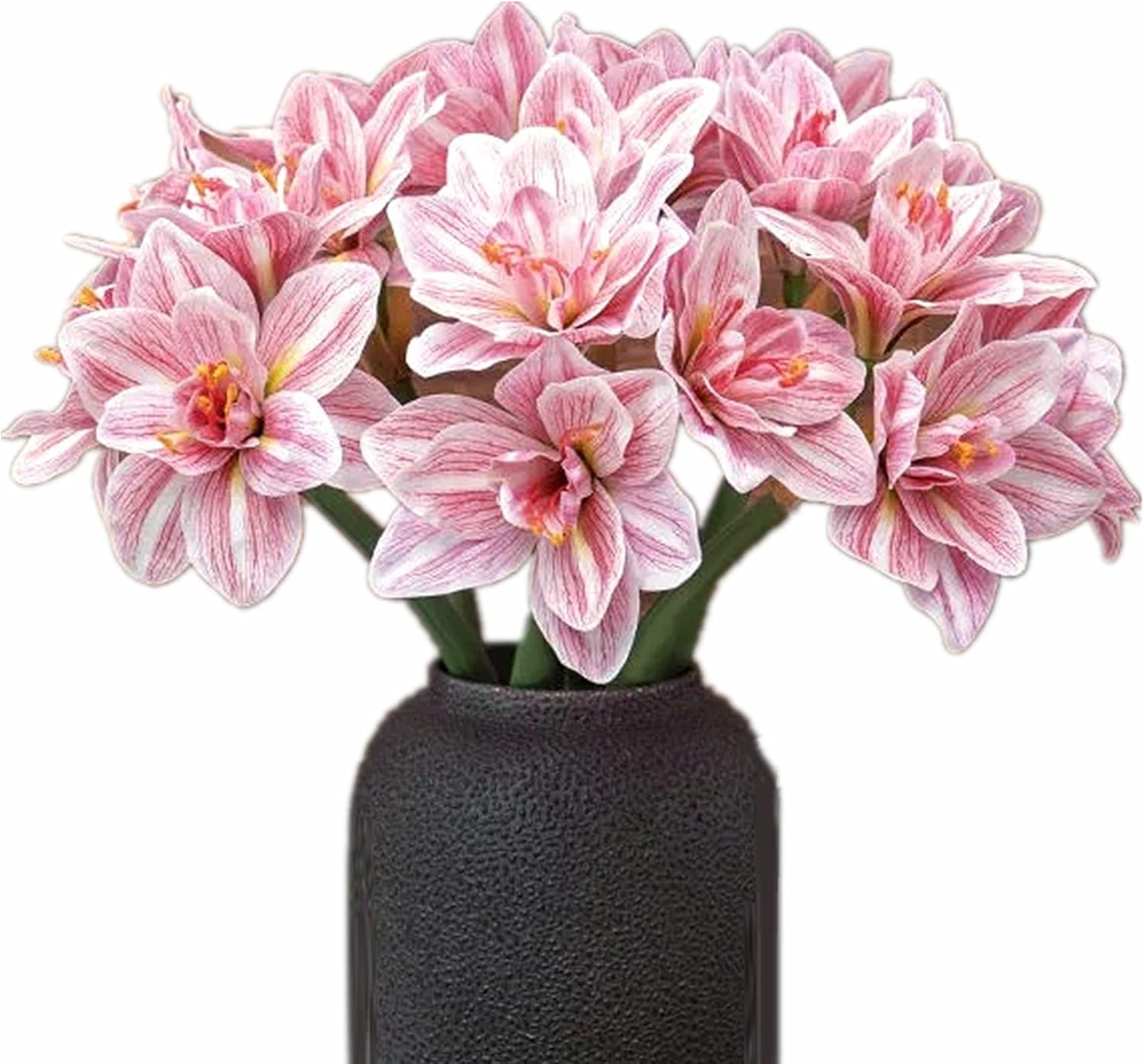 Pack of 6 - Artificial Amaryllis Flowers Stem Real Touch Large Tropical Flowers Household Plant f... | Amazon (US)