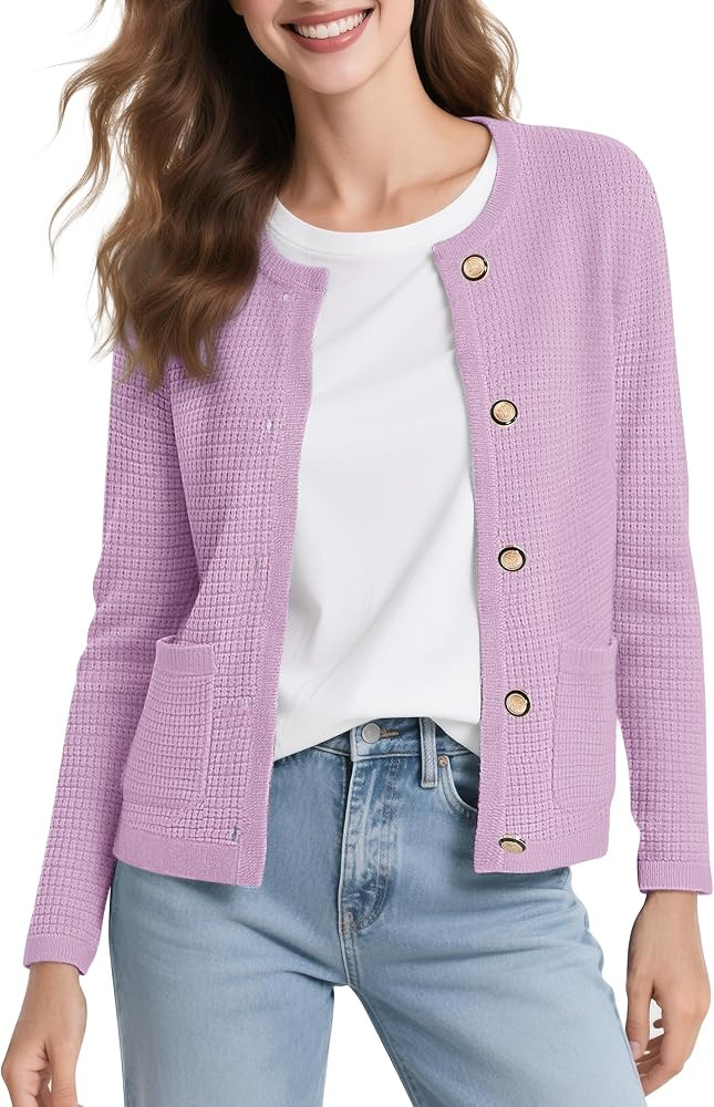 Urban CoCo Women's Long Sleeve Cardigan Sweater Button Down Open Front Knit Sweaters Jacket Outfi... | Amazon (US)