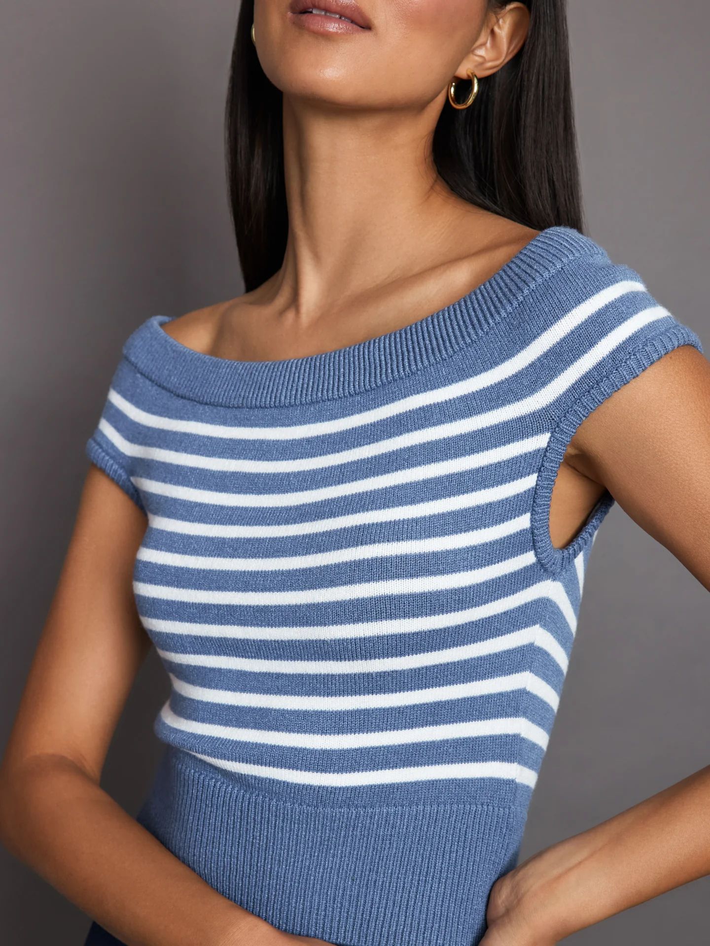 Short Sleeve Sweater - Quiet Harbor/ White Stripe | Carbon38