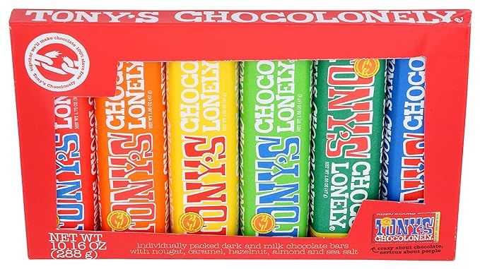 TONY'S CHOCOLONELY Rainbow Tasting Chocolate Bar Pack, 10.16 OZ | Amazon (US)