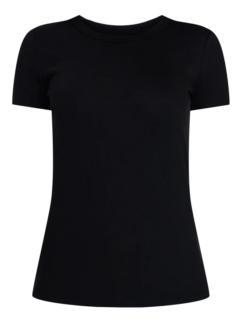 Time and Tru Women's Ribbed Tee with Short Sleeves, Sizes XS-XXXL | Walmart (US)