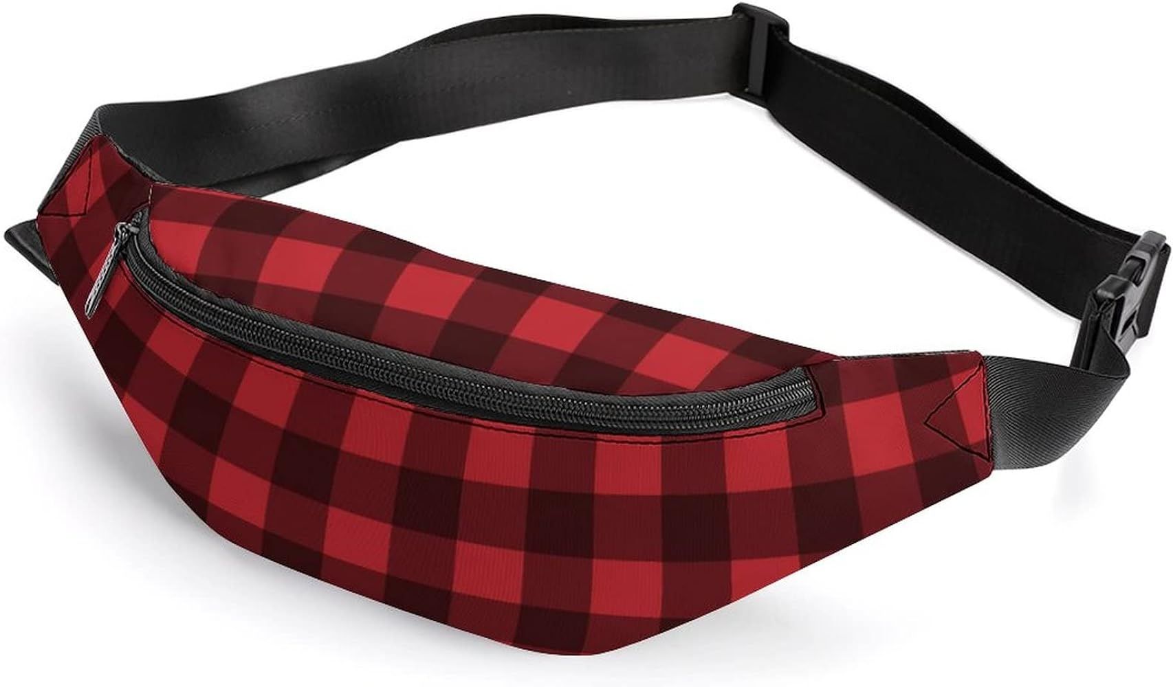 Fanny Pack for Women Men Gingham Red Black Belt Bag Waist Bag Checked Plaid Adjustable Fashion Wa... | Amazon (US)