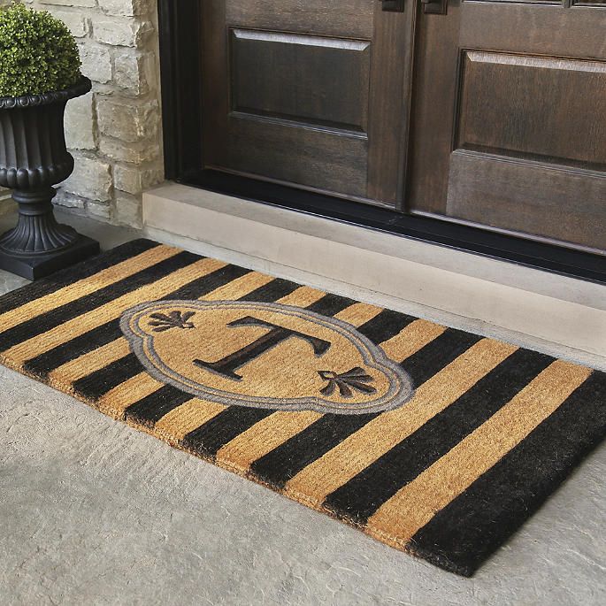 Ameile Cabana Stripe Monogrammed Coco Door Mat | Frontgate | Frontgate