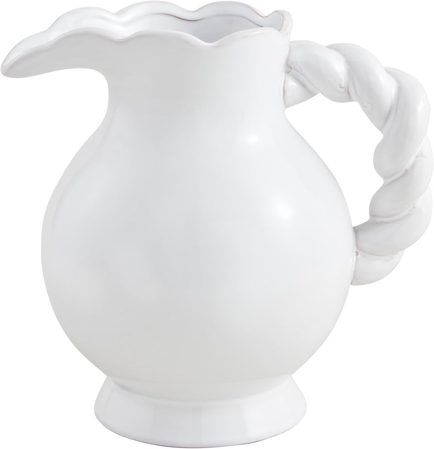 Mud Pie 70 oz Twisted Handle Ceramic Pitcher, White | Amazon (US)