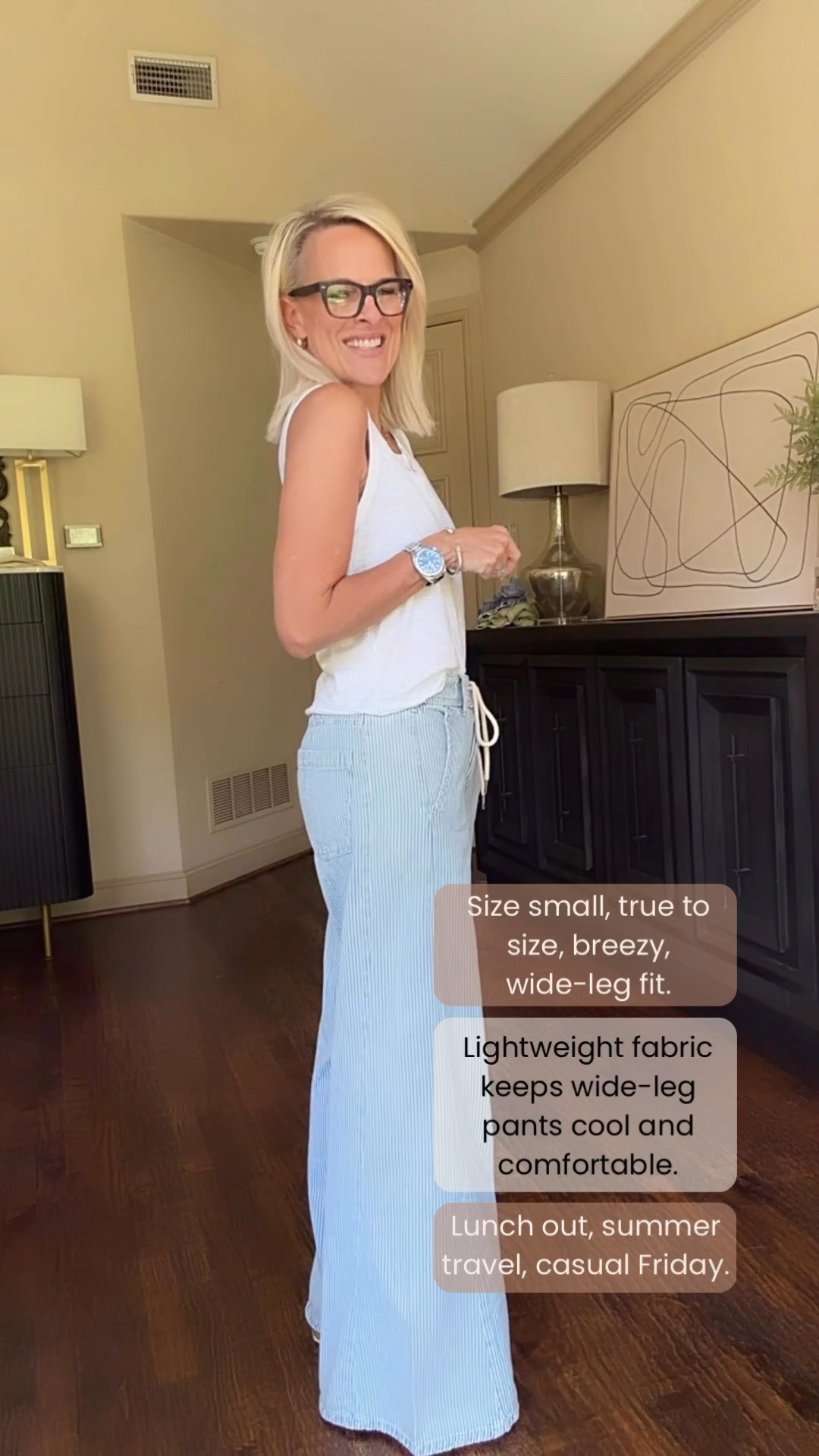 If you don’t love wearing shorts, these breezy wide-leg pants are such a great summer alternative. They’re lightweight, comfortable, and easy to dress up or down for lunch, travel, or a casual Friday. I’m wearing a small, true to size at 5’6”; they’re just a tiny bit longer, which works well with sandals or a low heel. I also own them in two other colors!

💡 LTK MADE EASY
❤️ Heart = Support my posts!
🔖 Save = Get sale & restock alerts
📋 Lists = Keep favorites organized
📲 Share = Send lists and products to a friend. Hello, Christmas List!
💬 Comment = Ask me anything about what I’m wearing. :-)

#LTKootd #LTKOver40