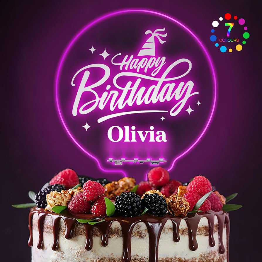 LED Personalized Happy Birthday Cake Toppers 7 Colour Changes Light Up Cake Topper Acrylic Cake T... | Amazon (US)