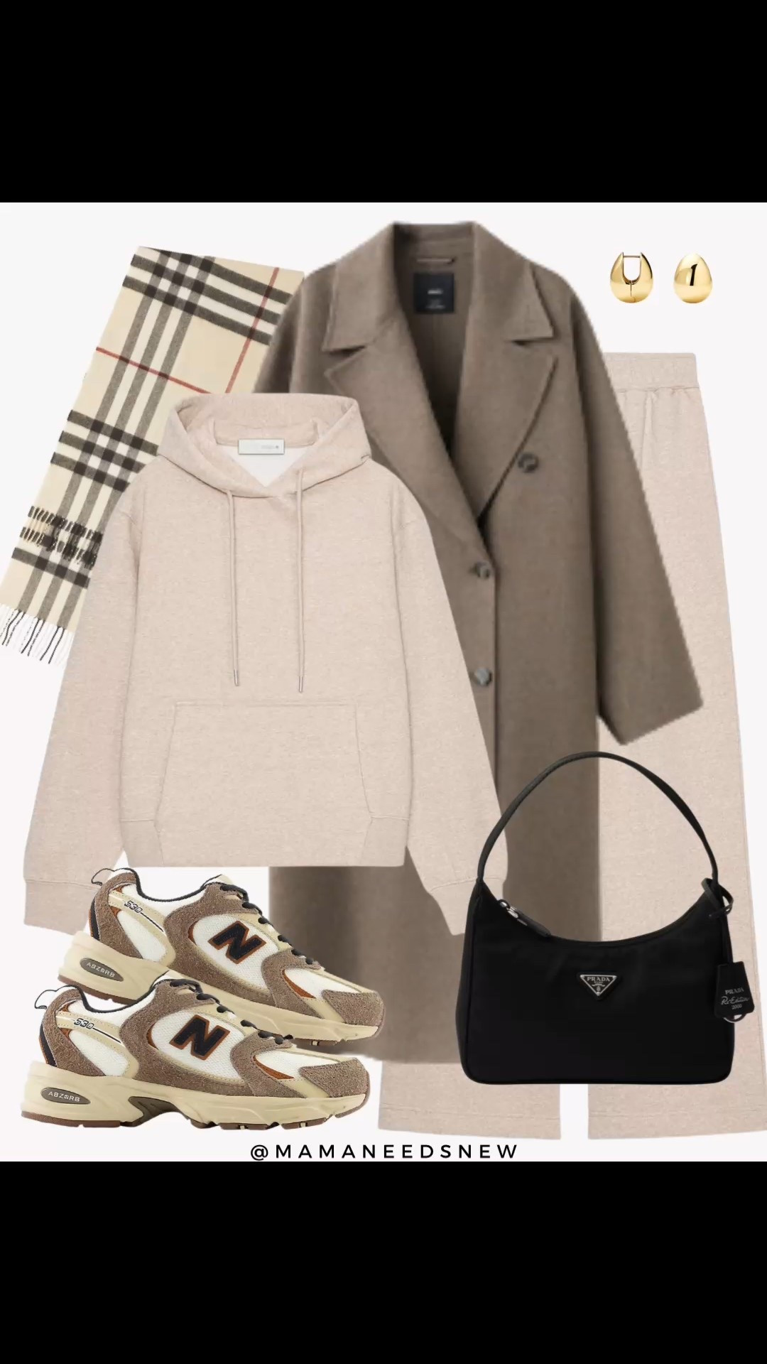 A comfy winter outfit with an oversized wool coat, sweatshirt and pants matching set, scarf, sneakers, shoulder bag 🤍

#LTKootd #LTKFindsUnder100 #LTKSaleAlert