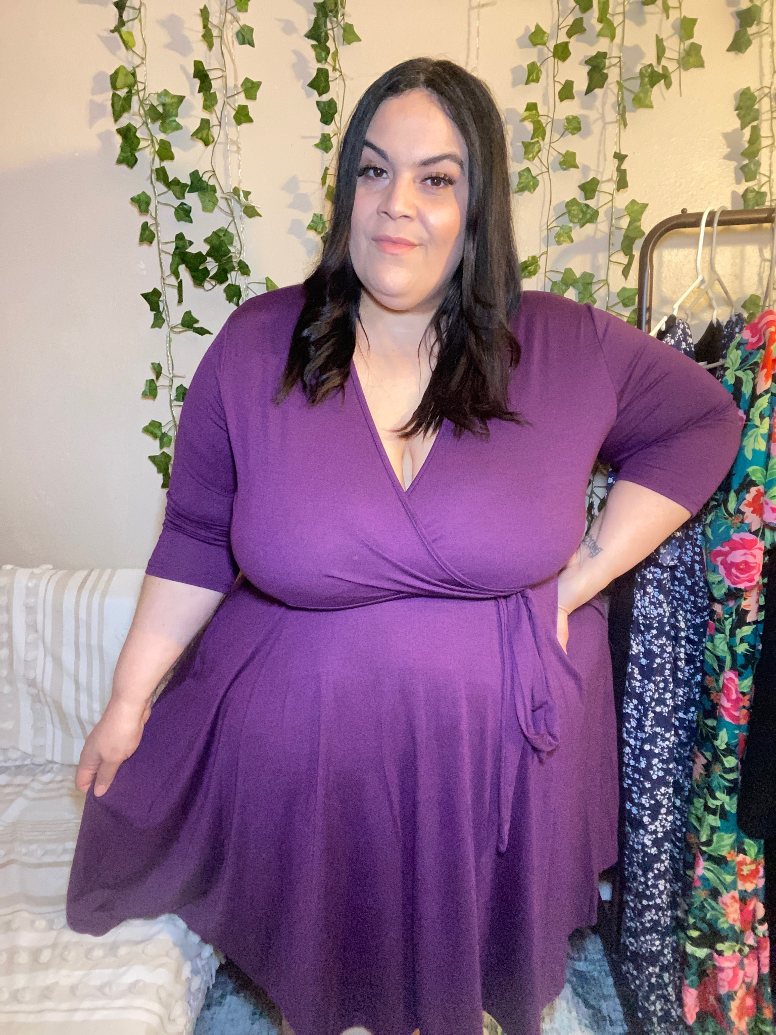 This beautiful Plus Size Wrap style dress is perfect for a Summer date night! It also comes in black and fits very true to size!  #plussize #plussizedresses 

#LTKPlusSize