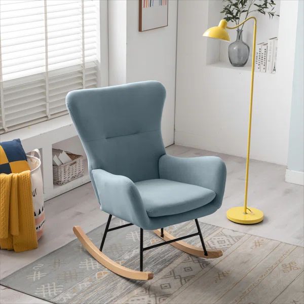 Meno 26''Wide Modern Stylish Upholstered Arms Nursery Rocking Accent Chair | Wayfair North America