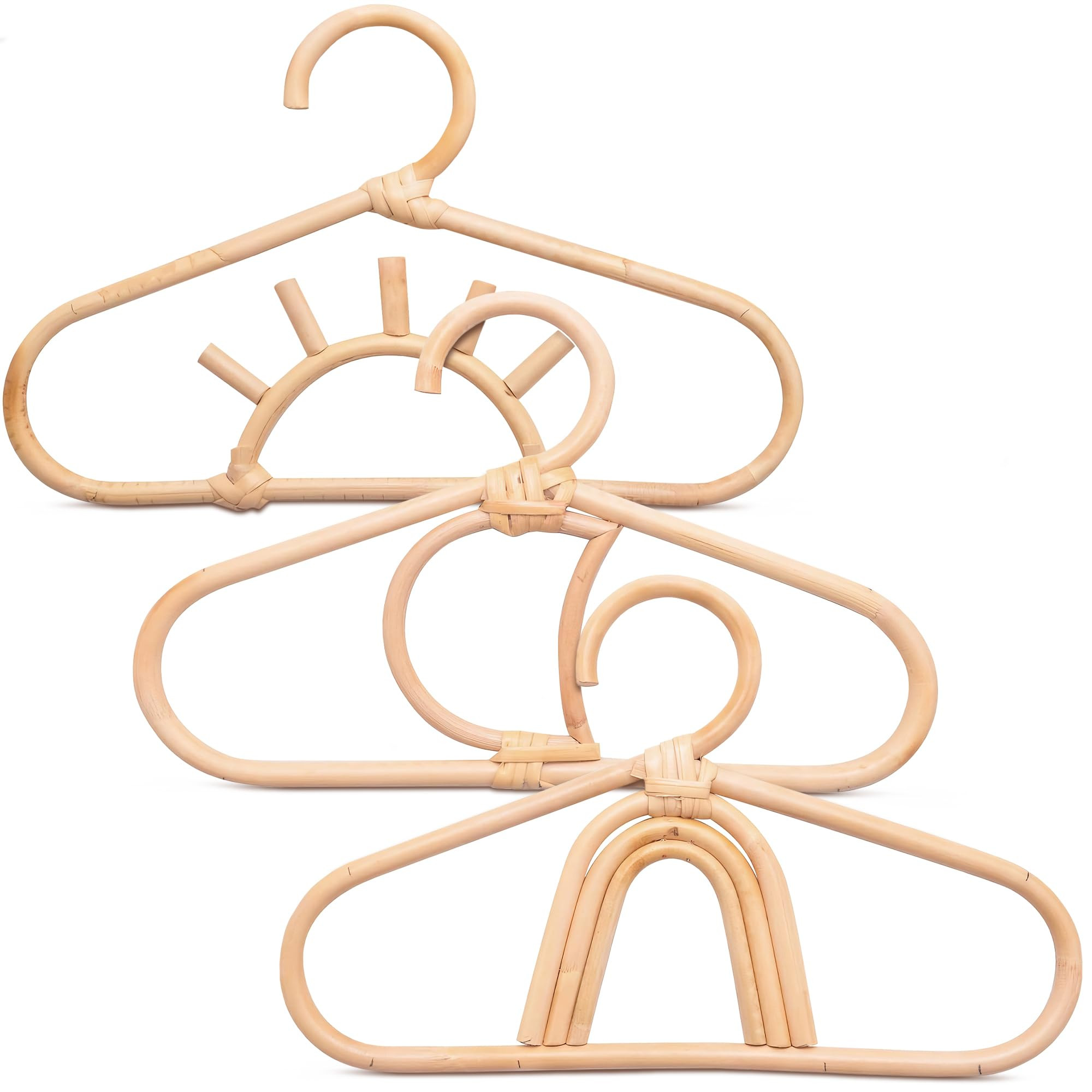 3Pcs 12.2 Inch Rattan Closet Hanger for Kids Clothes - Baby Clothes Organizer Bamboo Room Accesso... | Amazon (US)