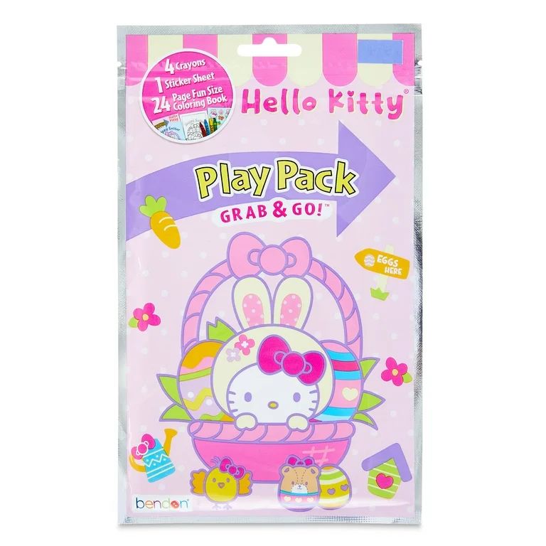 Hello Kitty Play Pack with 8 Page Mini Coloring Book and Crayons, Bendon | Walmart (US)