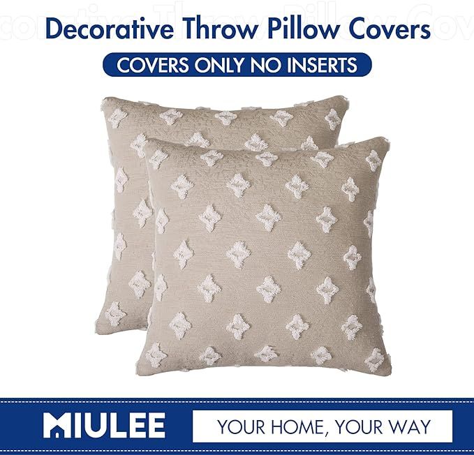 MIULEE Set of 2 Decorative Throw Pillow Covers Rhombic Jacquard Pillowcase Soft Square Cushion Ca... | Amazon (US)