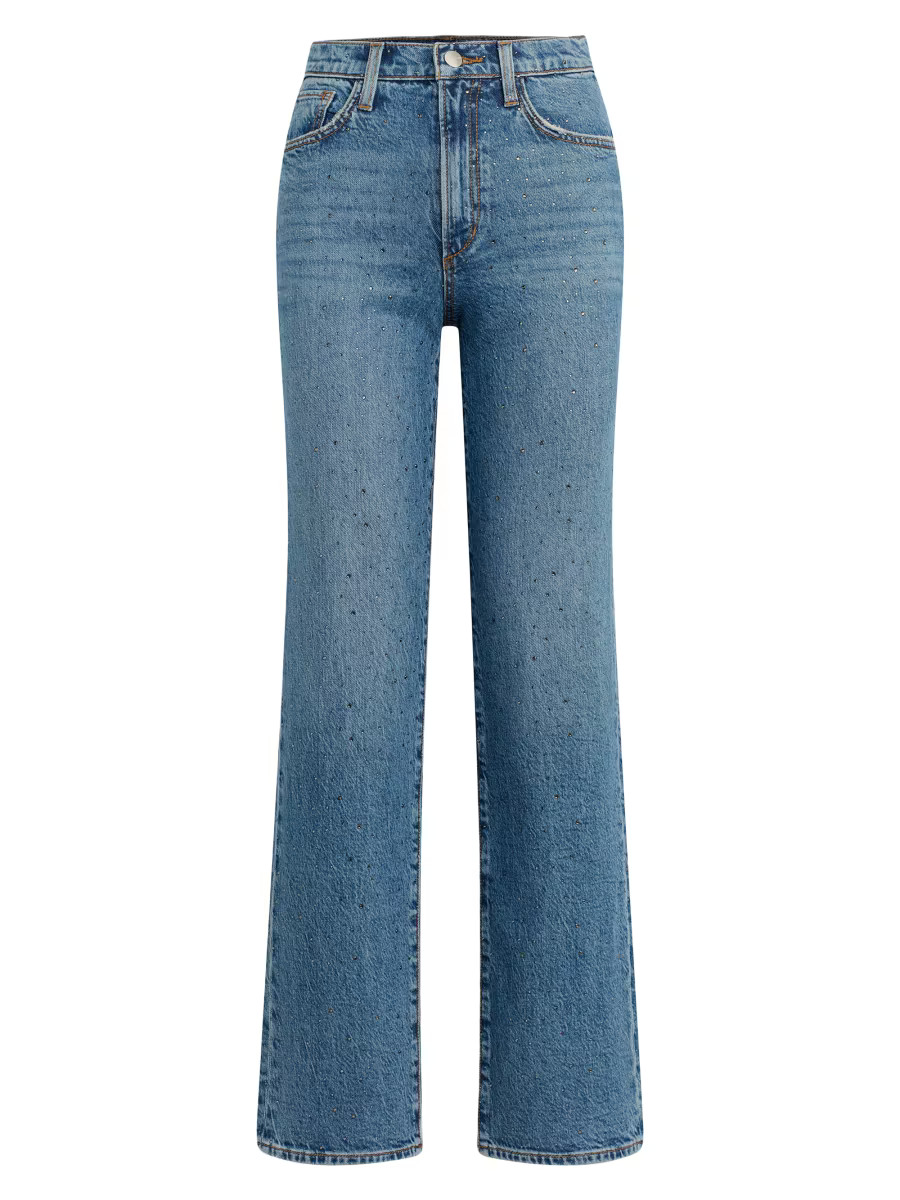 The Margot Embellished High-Rise Straight-Leg Jeans | Saks Fifth Avenue