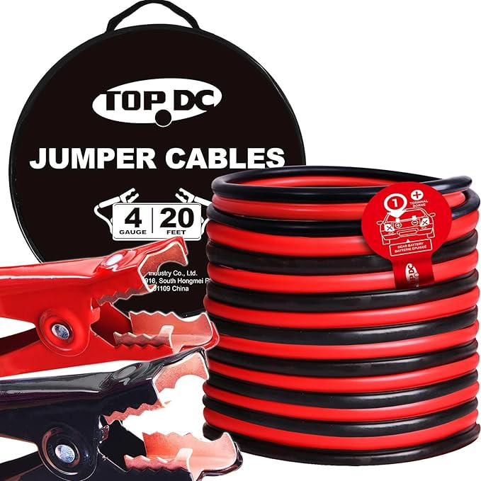 TOPDC 4 Gauge 20 Feet Jumper Cables for Car, SUV and Trucks Battery, Heavy Duty Automotive Booste... | Amazon (US)