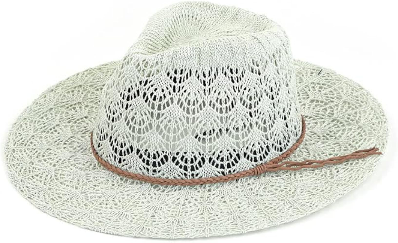 ScarvesMe Women's Classic Horseshoe Lace Knit Panama Sun Hat with Braided Suede Trim Band | Amazon (US)