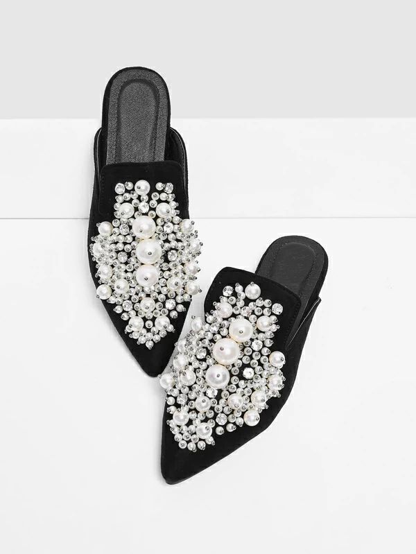 Faux Pearl Decorated Flat Mules | SHEIN