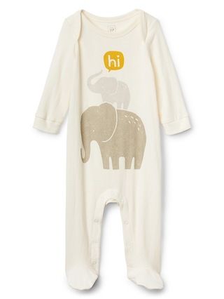 Gap Baby Organic Elephant Footed One-Piece Ivory Frost Size 0-3 M | Gap US