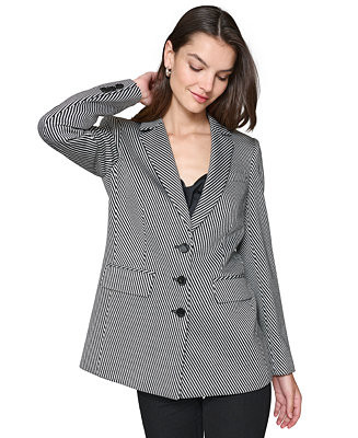 KARL LAGERFELD PARIS Women's Striped Notched-Lapel Blazer - Macy's | Macy's