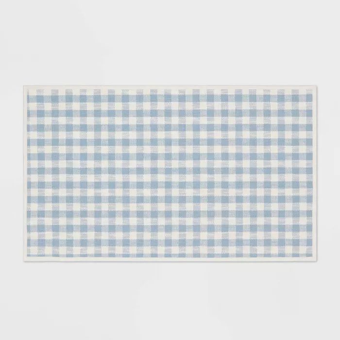 34&#34; x 20&#34; Cotton Gingham Kitchen Rug Light Blue - Threshold&#8482; | Target