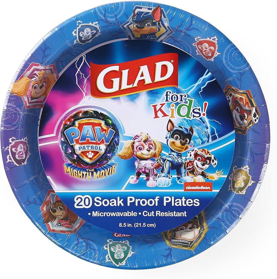Glad for Kids Paw Patrol Round Disposable Paper Plates, Shields Design - Heavy Duty, Soak Proof, ... | Amazon (US)