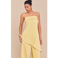Lemon Bandeau Asymmetric Drape Detail Top | PrettyLittleThing US